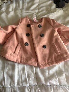 Savannah Double-Breasted Pink Peacoat Jacket - 24 months